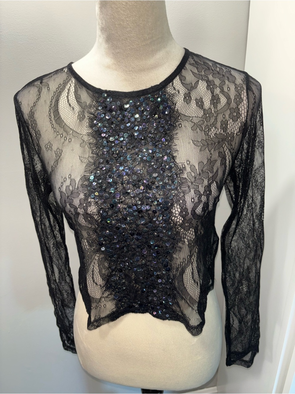 TopShop Black Lace Sequin Top